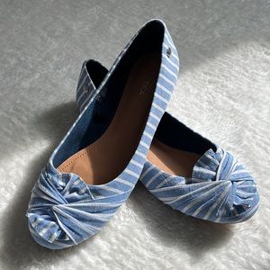NAUTICA Twist Front Blue Striped Ballet Flats